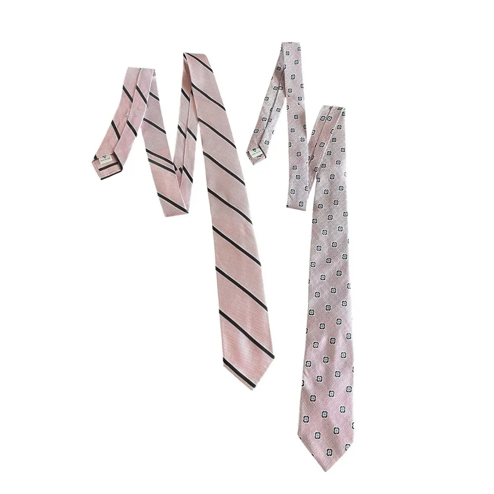 PETER MILLAR Pink‎ Jacquard Silk Tie Bundle Lot of 2